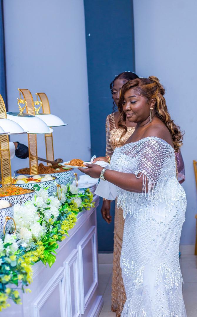 Celebration guests at the buffet