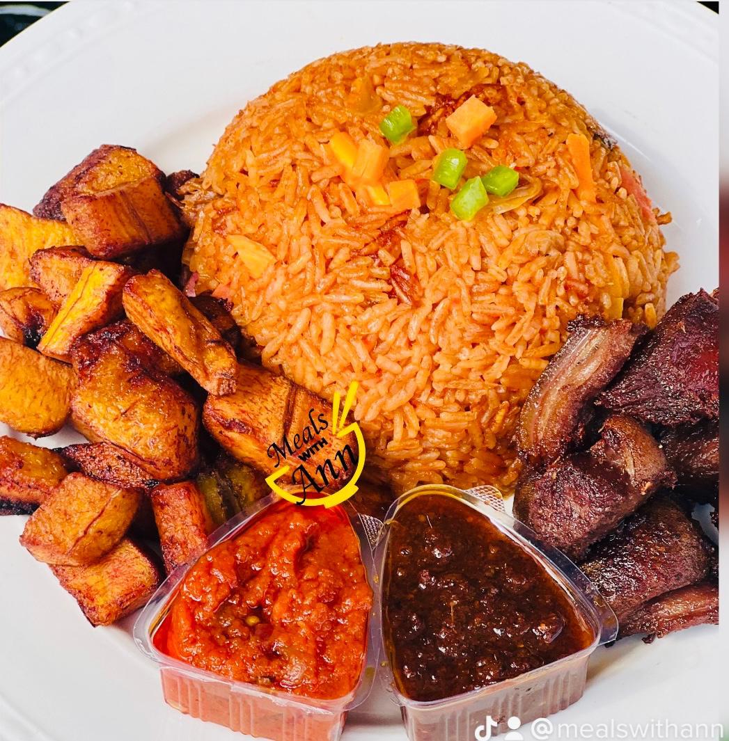 Plated jollof